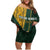 Custom South Africa Springbok Jumping Family Matching Off Shoulder Short Dress and Hawaiian Shirt With Kente Patterns - Wonder Print Shop