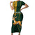 Custom South Africa Springbok Jumping Family Matching Short Sleeve Bodycon Dress and Hawaiian Shirt With Kente Patterns - Wonder Print Shop