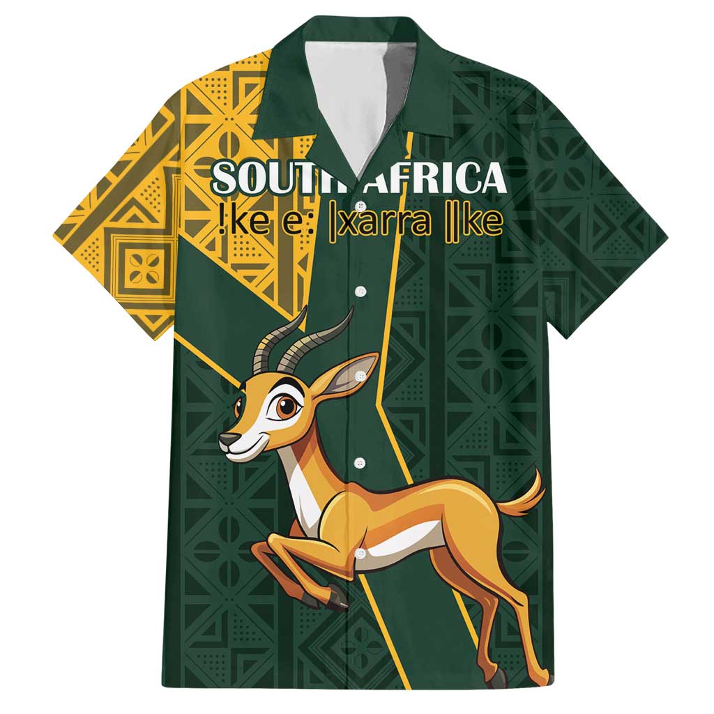 Custom South Africa Springbok Jumping Hawaiian Shirt With Kente Patterns - Wonder Print Shop