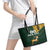 Custom South Africa Springbok Jumping Leather Tote Bag With Kente Patterns