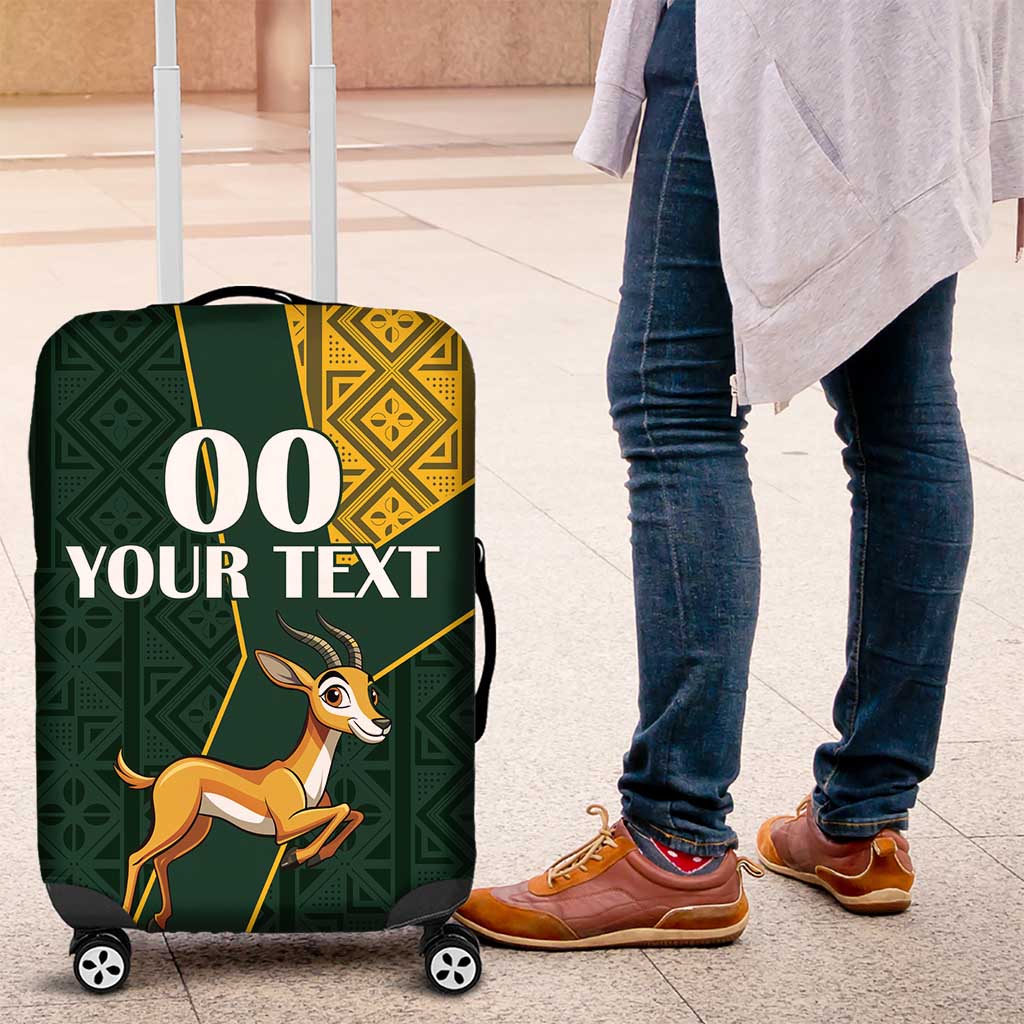 Custom South Africa Springbok Jumping Luggage Cover With Kente Patterns - Wonder Print Shop