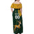 Custom South Africa Springbok Jumping Off Shoulder Maxi Dress With Kente Patterns - Wonder Print Shop