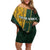 Custom South Africa Springbok Jumping Off Shoulder Short Dress With Kente Patterns - Wonder Print Shop