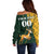 Custom South Africa Springbok Jumping Off Shoulder Sweater With Kente Patterns - Wonder Print Shop