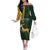 Custom South Africa Springbok Jumping Off The Shoulder Long Sleeve Dress With Kente Patterns - Wonder Print Shop