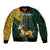 Custom South Africa Springbok Jumping Sleeve Zip Bomber Jacket With Kente Patterns - Wonder Print Shop