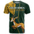 Custom South Africa Springbok Jumping T Shirt With Kente Patterns