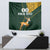 Custom South Africa Springbok Jumping Tapestry With Kente Patterns