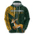 Custom South Africa Springbok Jumping Zip Hoodie With Kente Patterns