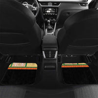 Black rear car floor mats with colorful dashiki V neckline floral embroidery and trim