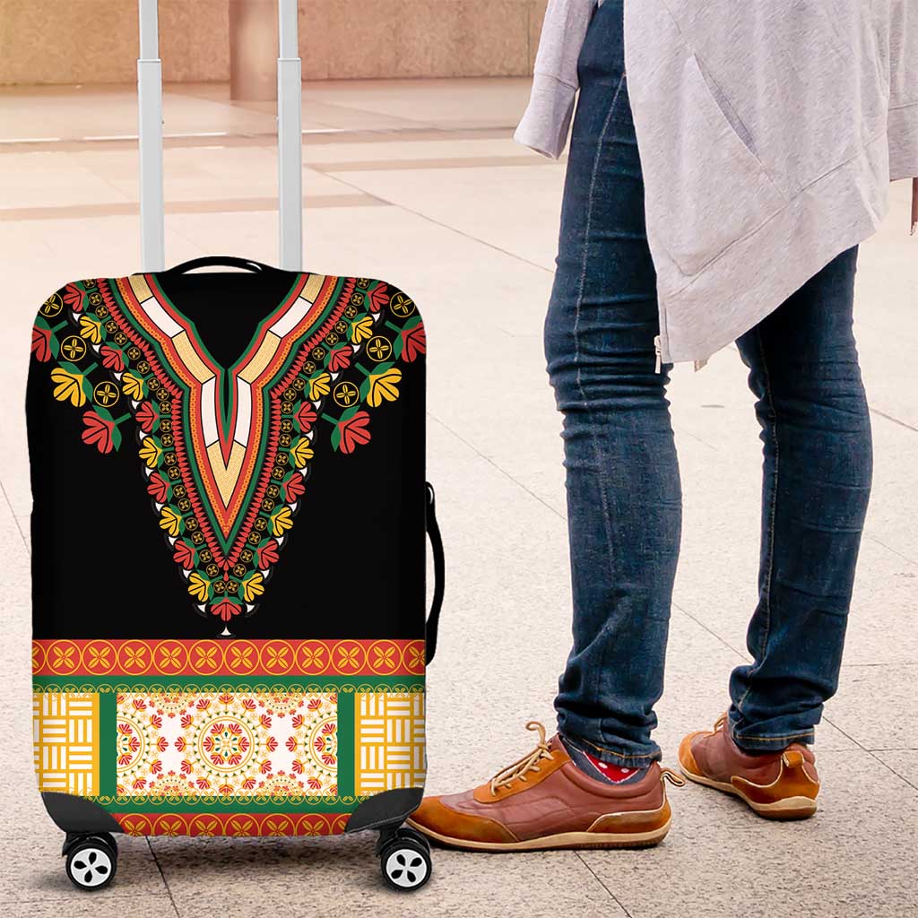 Africa Dashiki Luggage Cover Embroidery Neckline Floral Pattern - Wonder Print Shop