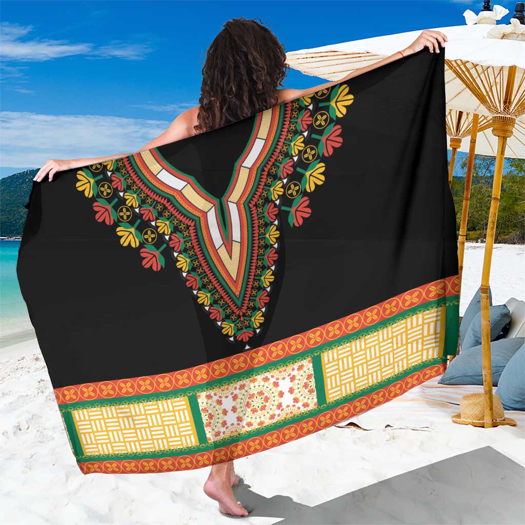 Africa Dashiki Sarong Embroidery Neckline Floral Pattern - Wonder Print Shop