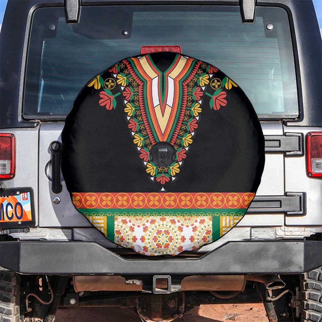 Africa Dashiki Spare Tire Cover Embroidery Neckline Floral Pattern - Wonder Print Shop