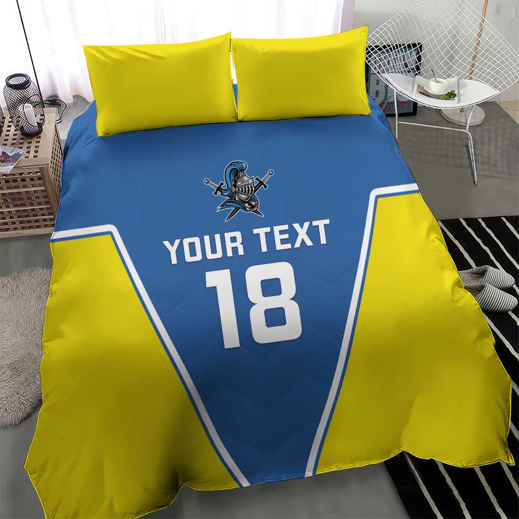 Custom West Knights of Yorkshire Bedding Set Skate Hard Hit Harder Blue Version - Wonder Print Shop