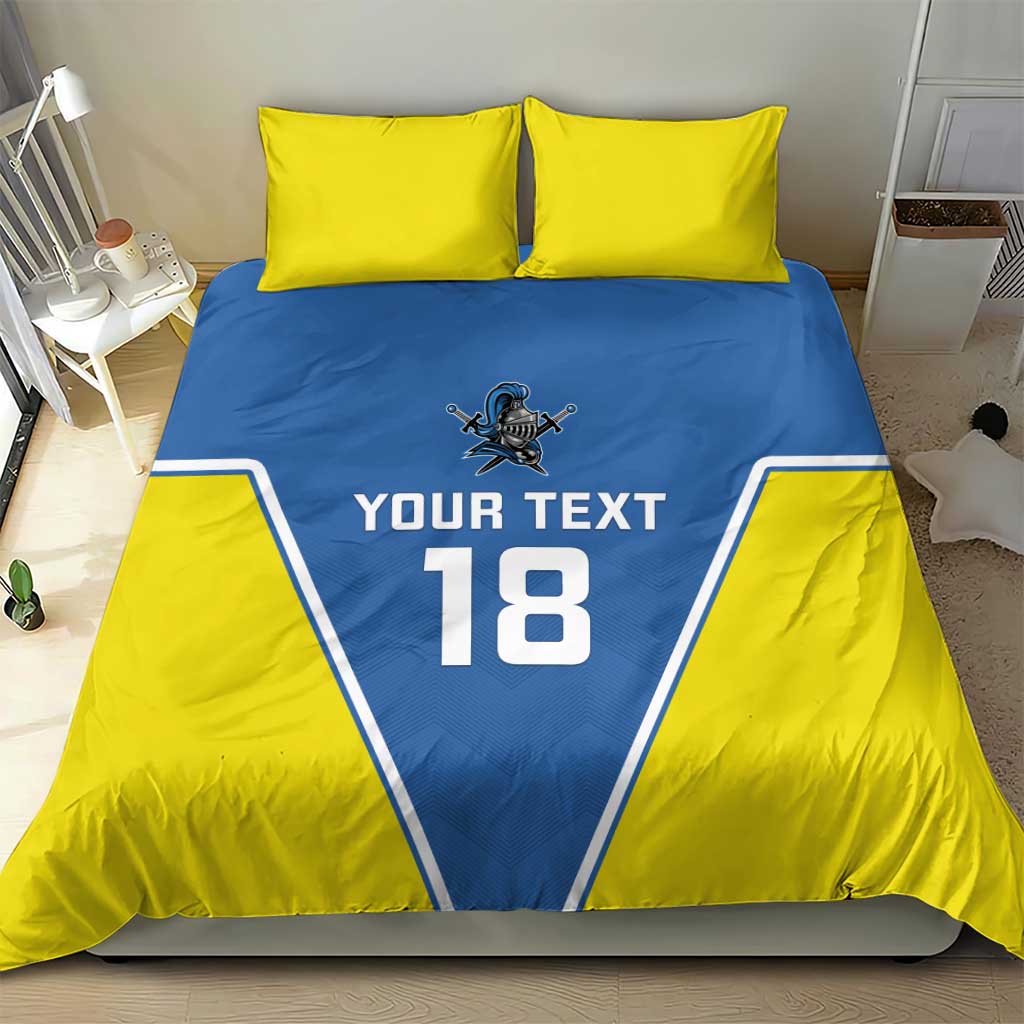 Custom West Knights of Yorkshire Bedding Set Skate Hard Hit Harder Blue Version - Wonder Print Shop