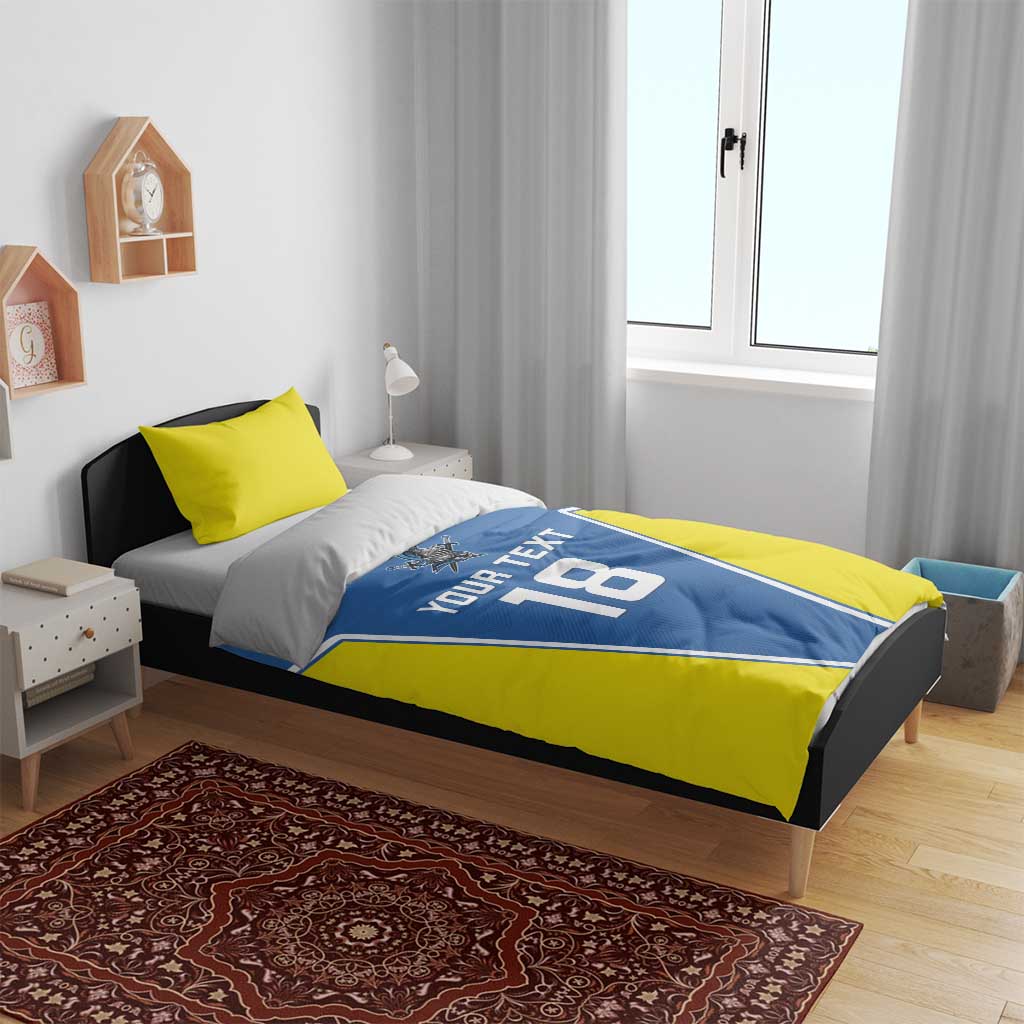 Custom West Knights of Yorkshire Bedding Set Skate Hard Hit Harder Blue Version - Wonder Print Shop