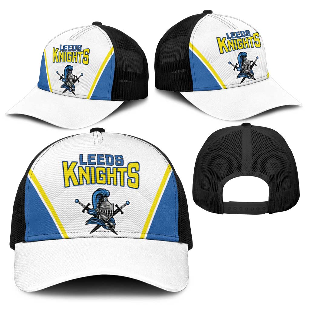 West Knights of Yorkshire Baseball Net Cap Skate Hard Hit Harder White Version - Wonder Print Shop