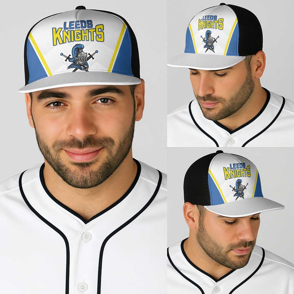 West Knights of Yorkshire Baseball Net Cap Skate Hard Hit Harder White Version - Wonder Print Shop