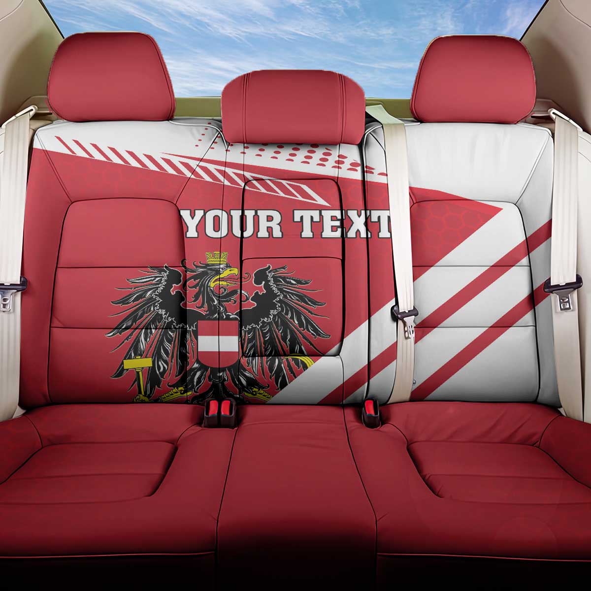 Personalized Austria Coat Of Arms Back Car Seat Cover Flag Style - Wonder Print Shop