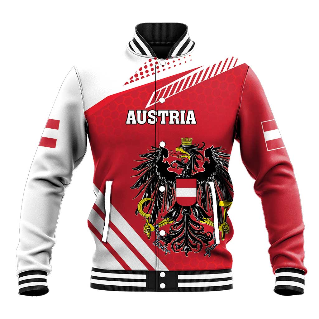 Personalized Austria Coat Of Arms Baseball Jacket Flag Style - Wonder Print Shop