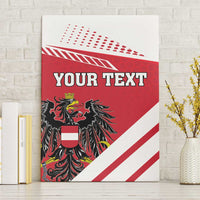 Personalized Austria coat of arms canvas wall art with red flag design and custom “YOUR TEXT”