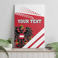 Personalized Austria coat of arms canvas wall art with red field, white stripes, “YOUR TEXT”
