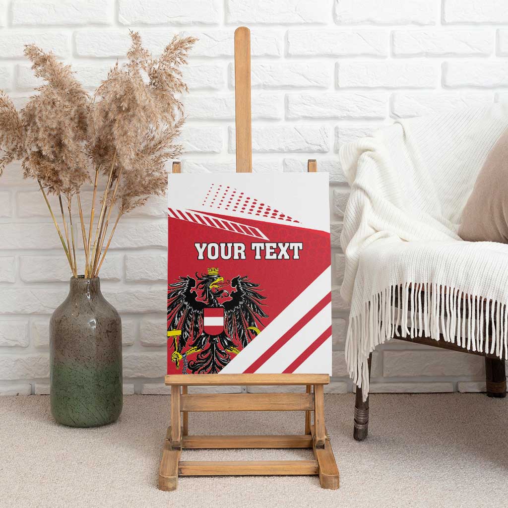 Personalized Austria coat of arms canvas wall art, red-and-white flag style with “YOUR TEXT”