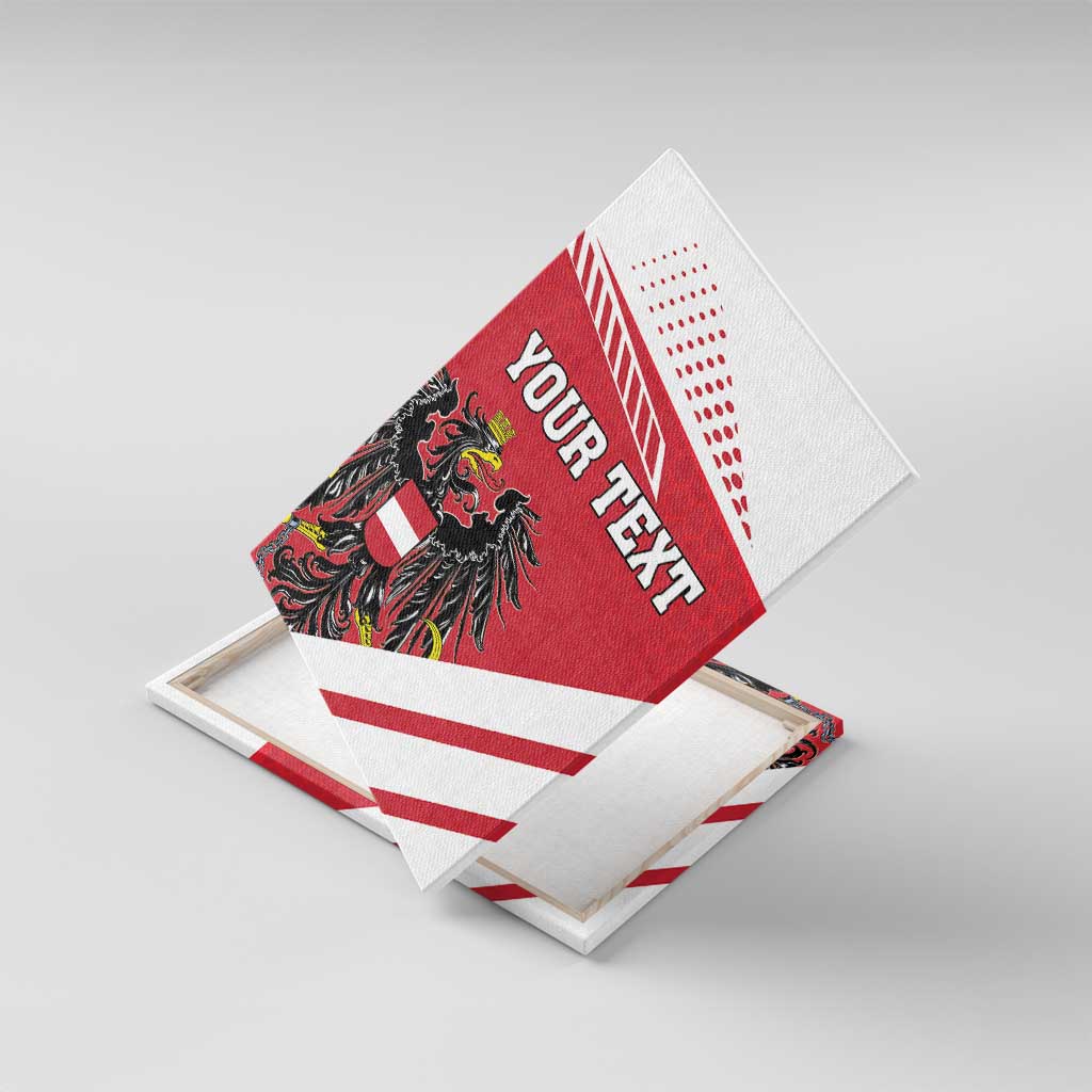 Personalized Austria coat of arms canvas wall art, red and white stripes, custom “YOUR TEXT”