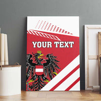 Personalized Austria coat of arms canvas wall art featuring red stripes and “YOUR TEXT”