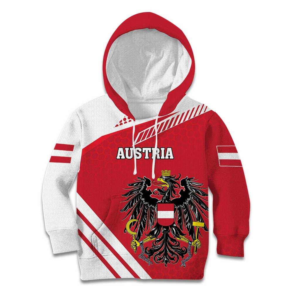 Personalized Austria Coat Of Arms Kid Hoodie Flag Style - Wonder Print Shop