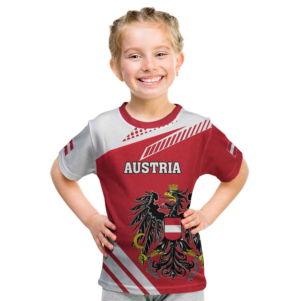 Personalized Austria Coat Of Arms Kid T Shirt Flag Style - Wonder Print Shop