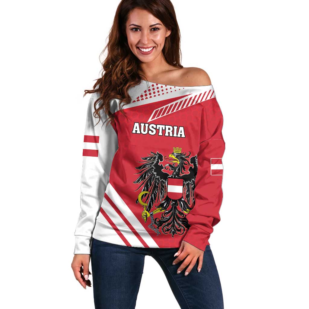 Personalized Austria Coat Of Arms Off Shoulder Sweater Flag Style - Wonder Print Shop