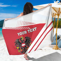 Red and white flag sarong featuring black coat of arms crest and “YOUR TEXT”
