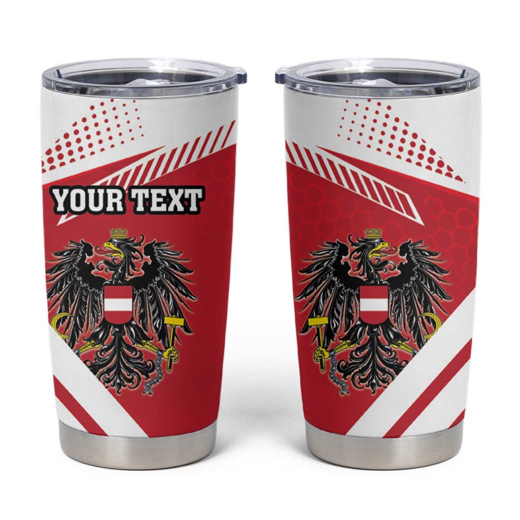 Personalized Austria Coat Of Arms Tumbler Cup Flag Style - Wonder Print Shop