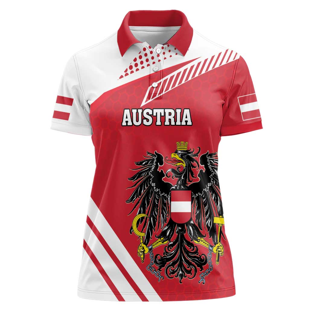 Personalized Austria Coat Of Arms Women Polo Shirt Flag Style - Wonder Print Shop