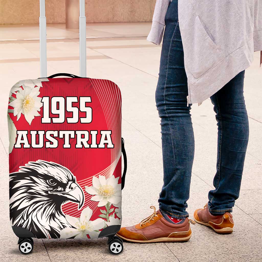 Austria Independence Day 1955 Luggage Cover Black Eagle And Edelweiss Flowers - Wonder Print Shop