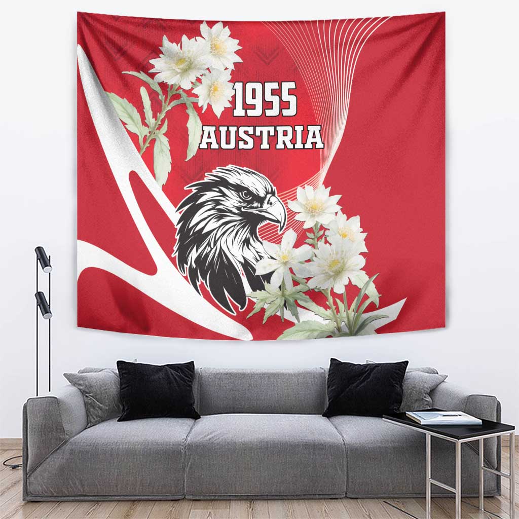 Austria Independence Day 1955 Tapestry Black Eagle And Edelweiss Flowers