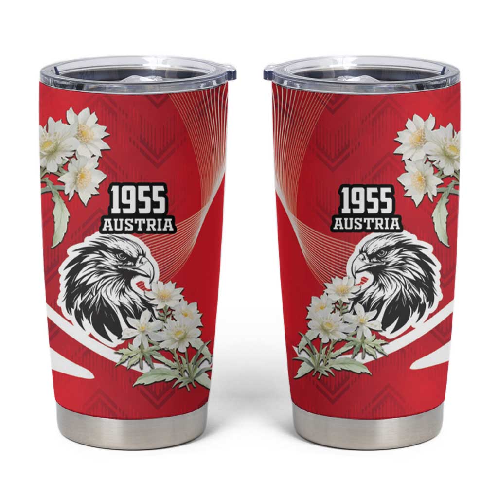 Austria Independence Day 1955 Tumbler Cup Black Eagle And Edelweiss Flowers - Wonder Print Shop