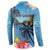 Saint Lucia Pitons Button Sweatshirt With Hibiscus Flowers - Wonder Print Shop