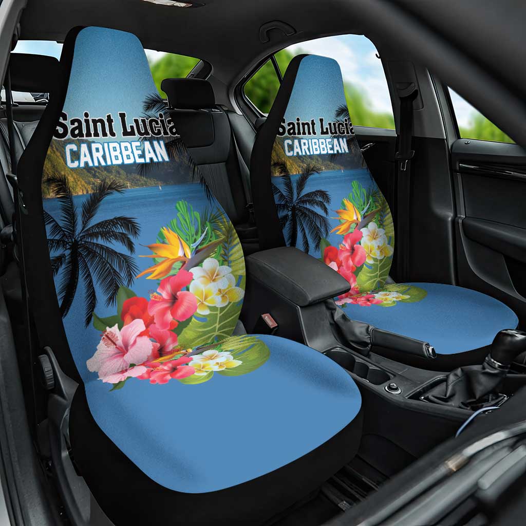 Saint Lucia Pitons Car Seat Cover With Hibiscus Flowers - Wonder Print Shop