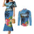 Saint Lucia Pitons Couples Matching Mermaid Dress and Long Sleeve Button Shirt With Hibiscus Flowers