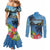 Saint Lucia Pitons Couples Matching Mermaid Dress and Long Sleeve Button Shirt With Hibiscus Flowers