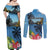 Saint Lucia Pitons Couples Matching Off Shoulder Maxi Dress and Long Sleeve Button Shirt With Hibiscus Flowers - Wonder Print Shop