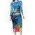 Saint Lucia Pitons Long Sleeve Bodycon Dress With Hibiscus Flowers - Wonder Print Shop