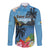 Saint Lucia Pitons Long Sleeve Button Shirt With Hibiscus Flowers - Wonder Print Shop