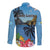 Saint Lucia Pitons Long Sleeve Button Shirt With Hibiscus Flowers - Wonder Print Shop