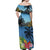 Saint Lucia Pitons Off Shoulder Maxi Dress With Hibiscus Flowers - Wonder Print Shop