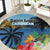 Saint Lucia Pitons Round Carpet With Hibiscus Flowers