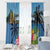 Saint Lucia Pitons Window Curtain With Hibiscus Flowers - Wonder Print Shop