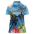 Saint Lucia Pitons Women Polo Shirt With Hibiscus Flowers - Wonder Print Shop